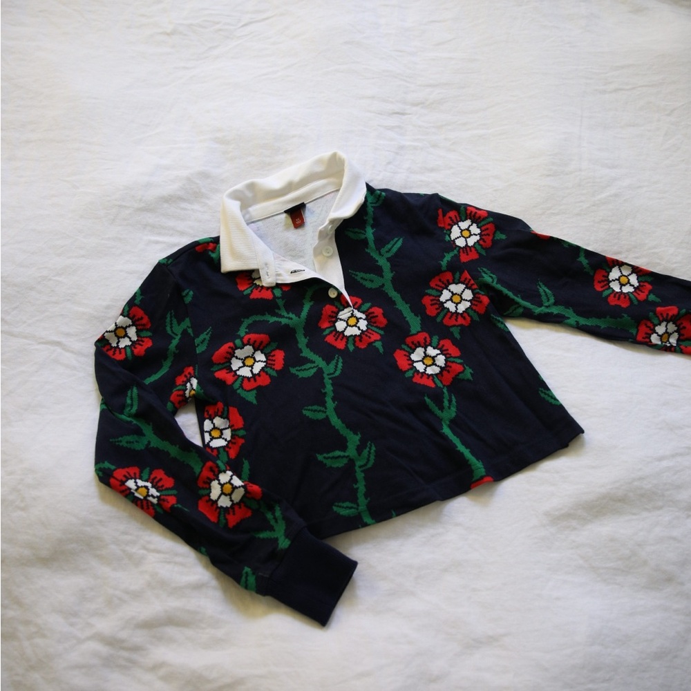 Rowing Blazers Navy Floral Polo Shirt
